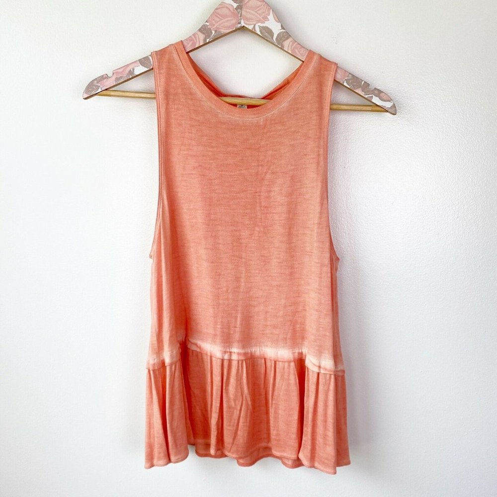 Aritzia Wilfred Pink Peach Ruffle Hem Peplum Tank
